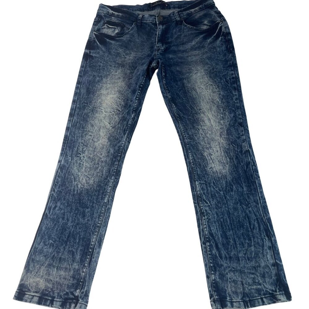 Nick Danger Mens Straight-Leg Jeans Acid Wash Grunge 34X30 Stretch Cotton - Picture 1 of 9